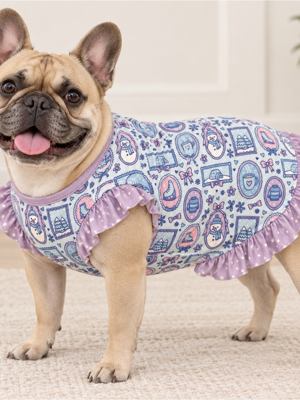 Griffy & Drake Winter Ruffle Dog Shirt Large